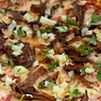 Birria Pizza  · Feed 4-6 ppl comes with all the fixings and 2 cups of consommé