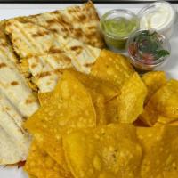 Cheese Quesadilla · Made with a mix of cheddar and monterrey jack cheese Grill melted on a 12inch flour tortilla...
