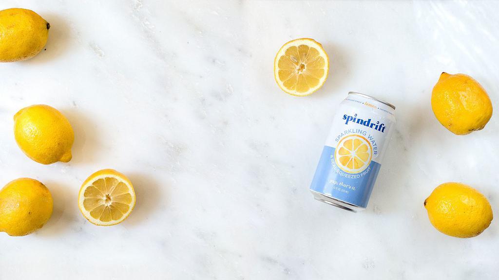 Spindrift Lemon · Sparkling water made with real squeezed fruit.