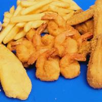6 Persons Meal
 · 20 pcs. chicken wings / 6 pcs. fish fillet and 30 pcs. shrimp. with Fries & Cole slaw