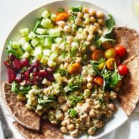 Mediterranean Chickpea Salad · Delicious and vibrant salad made with seasoned chickpeas, fresh tomato, bell peppers, green ...