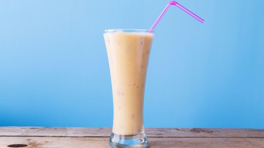 Ga Peach · Ripe, juicy peach smoothie blended with banana, mango, fruit juice, vanilla yogurt.