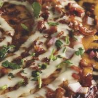Chicken Crust - Bbq Chicken Pizza Large! · Real Chicken Crust Pizza with Mad Anthony's BBQ Sauce, red onions, cheddar cheese and ranch ...