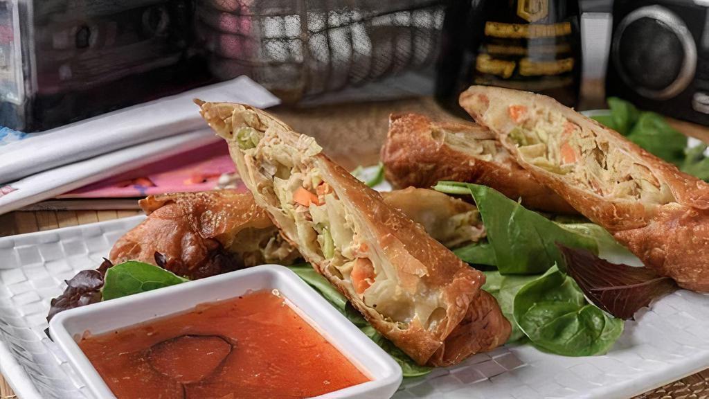 Egg Rolls · A classic. Fried crispy and served with sweet chili dip and a dash of eel sauce.