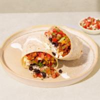 Fajita Burrito · Burrito with your choice of protein, fajitas, white rice, black beans, pico de gallo, and cr...
