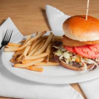 Bbq Bacon Burger · Angus covered with Sweet Baby Ray’s BBQ sauce, melted American cheese, smoked bacon, and two...