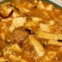 Hot Sour Soup · Spicy. A traditional Chinese soup with broth, eggs, tofu, and vegetables.