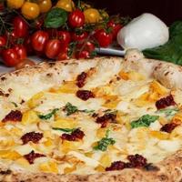 Calabrese (White Based) · Artisanal ‘Nduja from Calabria (creamy spicy pepperoni), yellow cherry tomatoes with smoked ...