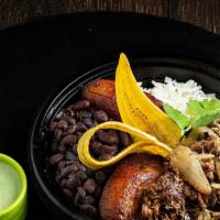 Roasted Pork (Lechon Asado) Bowl · Our famous roasted pork sauteed with mojo and onions served with black beans, white rice and...