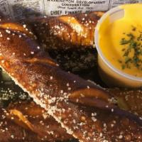 Pretzels & Beer Cheese · Three Large Pretzel Sticks served with hot Beer Cheese and whole grain beer mustard