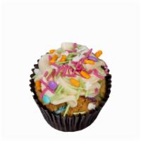 Single Funfetti Sugar Cookie Cupcake · Sprinkle filled white chocolate cake infused with vanilla and almond extracts. Frosted with ...