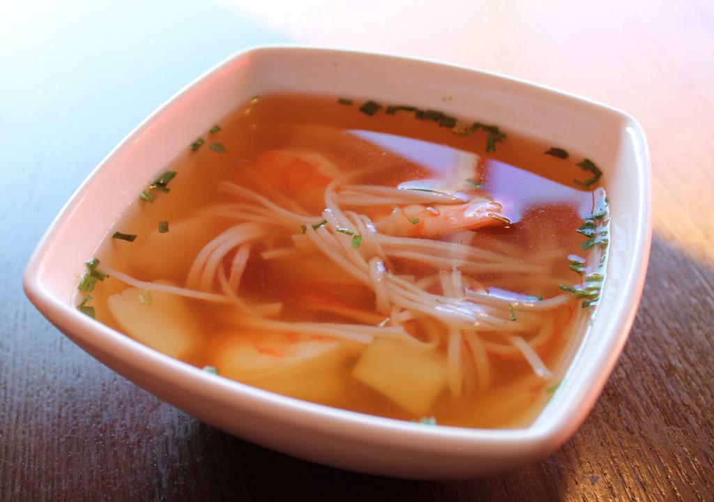Seafood Soup · Assorted seafood in tasty clear broth soup.