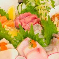 Sashimi Dinner · 15 pieces of chef's choice sashimi served with miso soup.