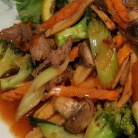 Veggie Tofu Delight · Stir fried mixed vegetable in light brown sauce.