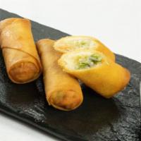 Vegetable Spring Rolls (4Pcs) · Fried spring rolls stuffed with vegetables, served with house sweet chili sauce.