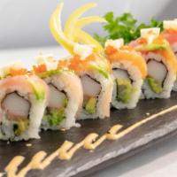 Rainbow Roll · California roll topped with tuna, salmon, red snapper, avocado.