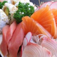 Sushi & Sashimi Combo · Chef's choice of 5 pcs. nigiri sushi, 9 pcs. sashimi and 1 Shrimp Tempura Roll