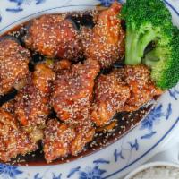 Sesame Chicken · Crispy chunk chicken sauteed with sesame seed and special sauce with broccoli.