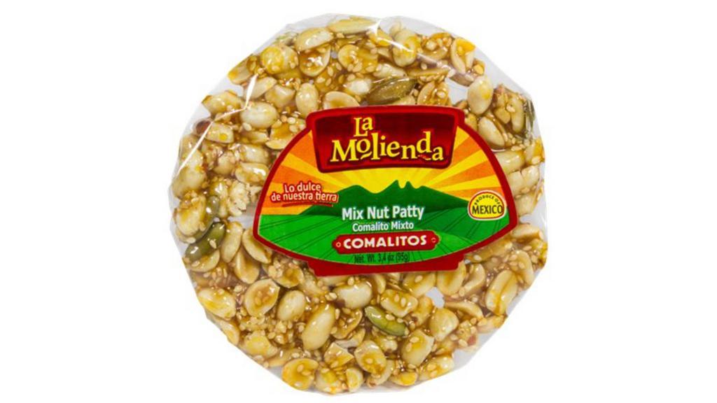 Comalitos Mixto 3.4 Oz · Mixed nut patty.