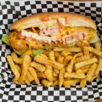 Shrimp Poboy · Served with 6 fried shrimp toasted hoagie lettuce tomato special sauce.