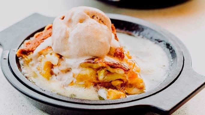 Mexican Apple Pie · Signature dish. Sizzled in Mexican brandy butter, with cinnamon ice cream.