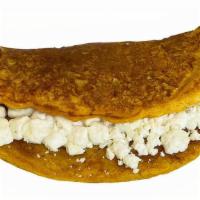 Cachapa With Feta Cheese · Sweet yellow corn tortilla with feta cheese.