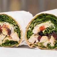 Farm Wrap · Whole wheat wrap, grilled chicken, goat cheese, spinach, roasted pepper, cranberries and hon...