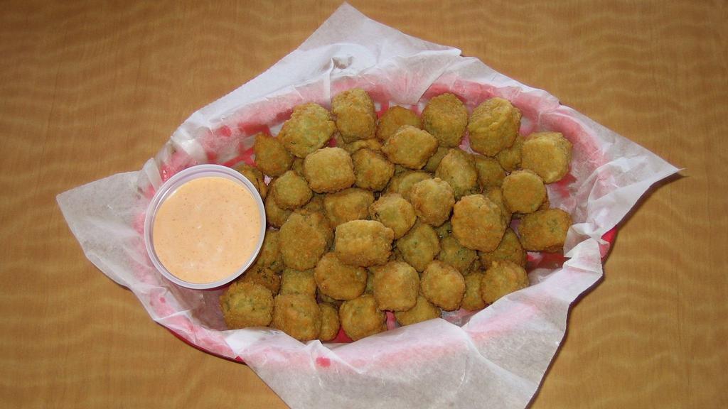 Fried Okra · A heaping platter of our lightly battered okra.