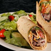 Southwest Wrap · A flour tortilla filled with your choice of smoked turkey breast, bar-b-q pork or mesquite g...