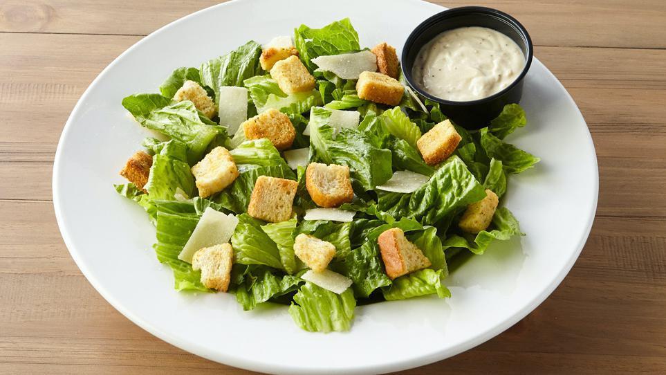 Small Caesar Salad · 110 cal. Romaine lettuce with croutons and shaved parmesan cheese.