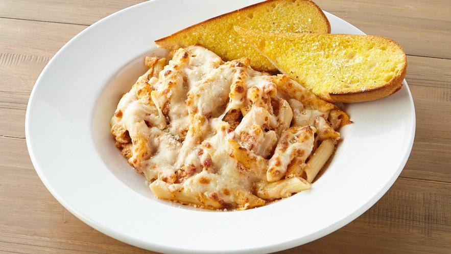 Baked Penne · 770 cal. Seasoned ricotta cheese and marinara sauce baked with penne noodles and topped with melted mozzarella.