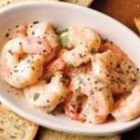 Shrimp Scampi · Garlic, white wine and our lemon butter sauce served with baked bread.