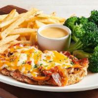 Alice Springs Chicken® 8 Oz · Grilled chicken breast topped with mushrooms, bacon, Monterey Jack and Cheddar and honey mus...
