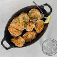 Oysters Rockefeller (6) · Sauteed spinach & onions, jack cheese, white wine sauce, bread crumbs & parmesan.