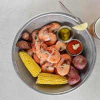 Shrimp Boil · Andouille sausage, corn on the cob & new potatoes.