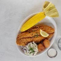 Fried Catfish · Killer Cole Slaw and corn on the cob.