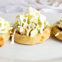 Sopes · Order of three small corn refried tortilla covered with beans, choice of protein, lettuce, o...