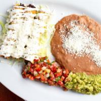 Flauta · Rolled fried tortilla stuffed with choice of protein covered with sour cream and greated che...
