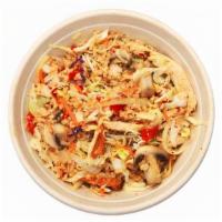 Oriental Bowl · Vegan grilled chick'n strips, grilled onion, grilled mushroom, grilled red pepper, cabbage, ...