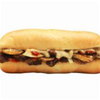 Philly Cheesesteak · Grilled vegan beef strips, grilled mushroom, grilled onions, grilled red bell pepper, vegan ...