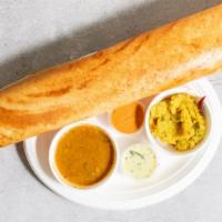 Paper Masala Dosa · Big size thin golden crispy rice and lentil flour crepe stuffed with spiced potatoes masala ...