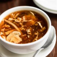 Hot & Sour Soup · A healty blend of vegetable and tofu in hot and sour egg broth.