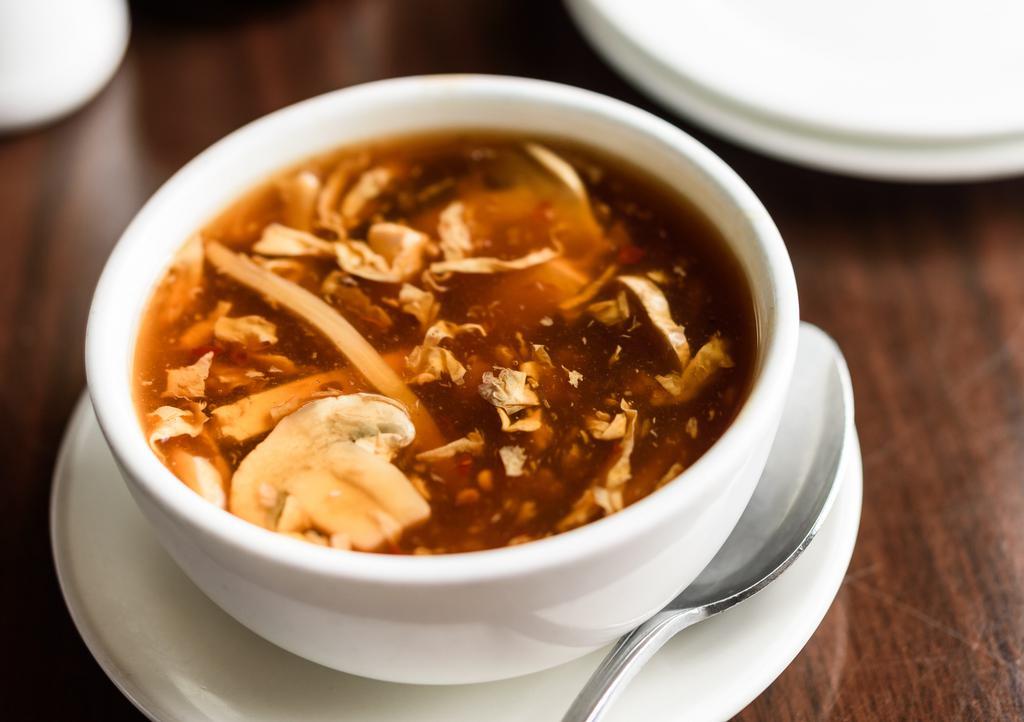 Hot & Sour Soup · A healty blend of vegetable and tofu in hot and sour egg broth.