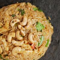 Thai Basil Chicken Fried Rice · Snow peas, bell pepper, onion, basil, egg, cashew nuts and lime.
