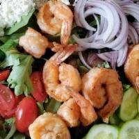 Full Salad W/ Shrimp  · Your choice of grilled chicken or sautéed shrimp over mixed greens, cucumbers, cherry tomato...