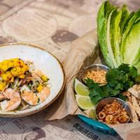Shrimp Papaya Lettuce Wrap · Jumbo shrimp, green papaya, and. veggies, tossed in a bird's eye Thai chili. sauce. Served w...