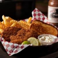 Adult Chixtender. · Our hand-breaded chicken tenders perfectly fried. Served with golden French fries.