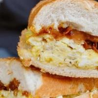 Bacon Egg And Cheese · choice of bread - bacon - (2) scrambled eggs - cheddar cheese