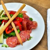 Antipasto · Generous portions of prosciutto di parma, genoa salami, soppressata, aged provolone, mancheg...