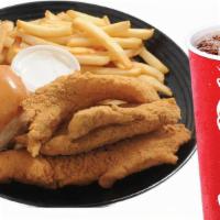 Fish (3 Pcs.) Combo · Comes with regular side, your choice of drink.